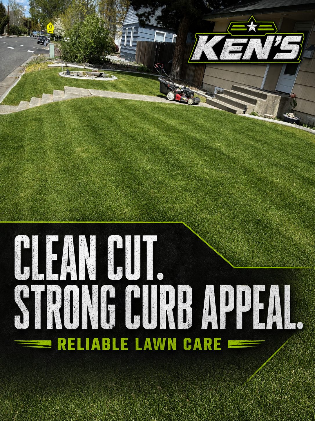 Clean cut front lawn with strong curb appeal