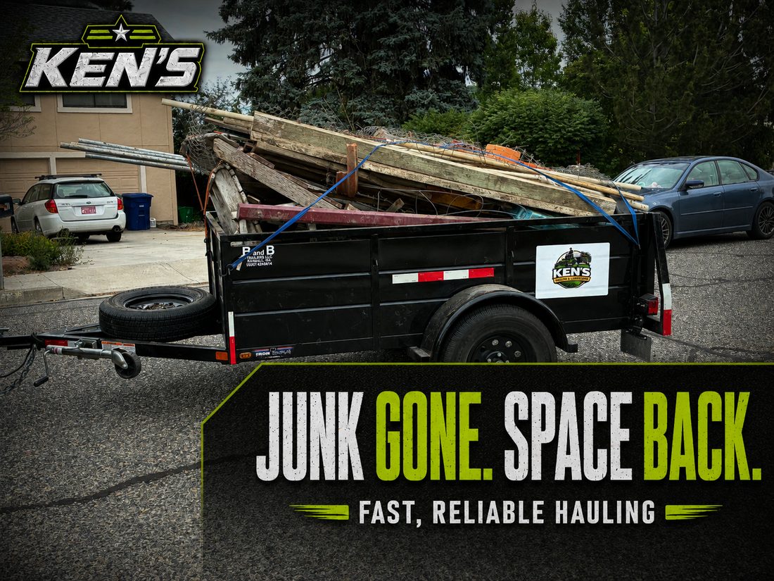 Trailer loaded with construction debris - junk gone, space back
